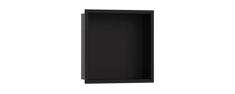 Schwarze Wandnische von Hansgrohe ohne Inhalte, rechteckige Form, minimalistische Gestaltung, zur Wandmontage geeignet.